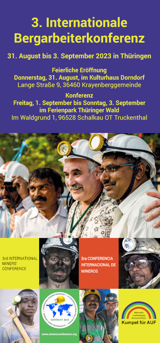 Flyer der 3. internationalen Bergarbeiterkonferenz