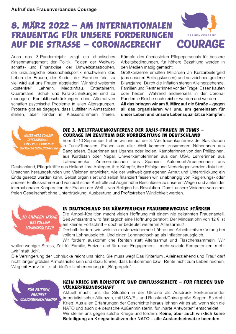 Flyer Frauentag 2022 Courage