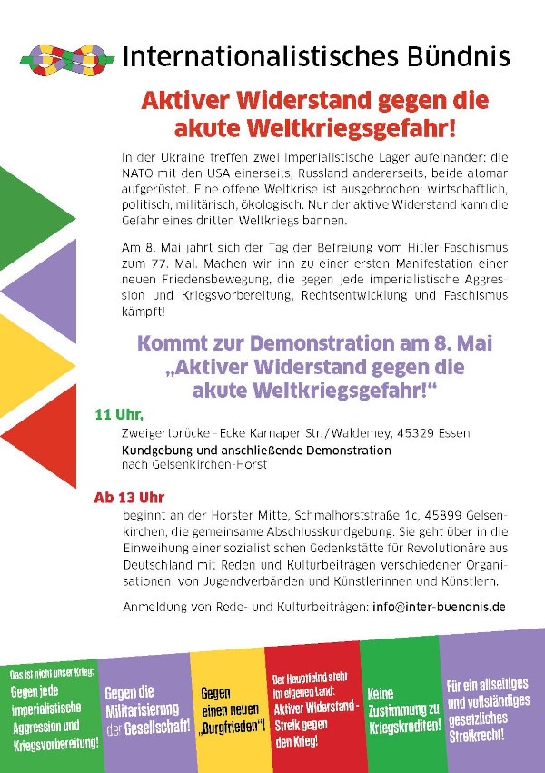 Flyer Internationalistisches Bündnis 8. Mai Seite 1