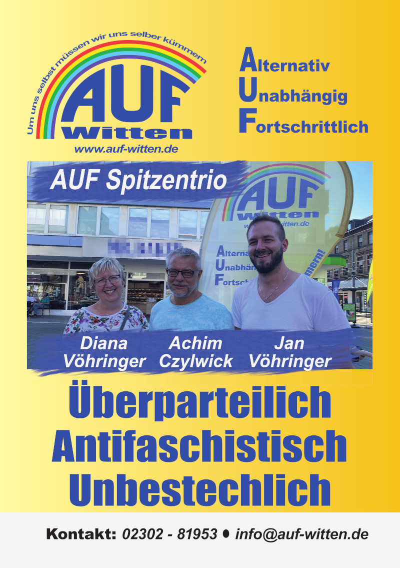 Unser Spitzentrio Achim Czylwick, Diana Vöhringer und Jan Vöhringer werden sich auch in Zukunft für die Belange der Wittener einsetzen.