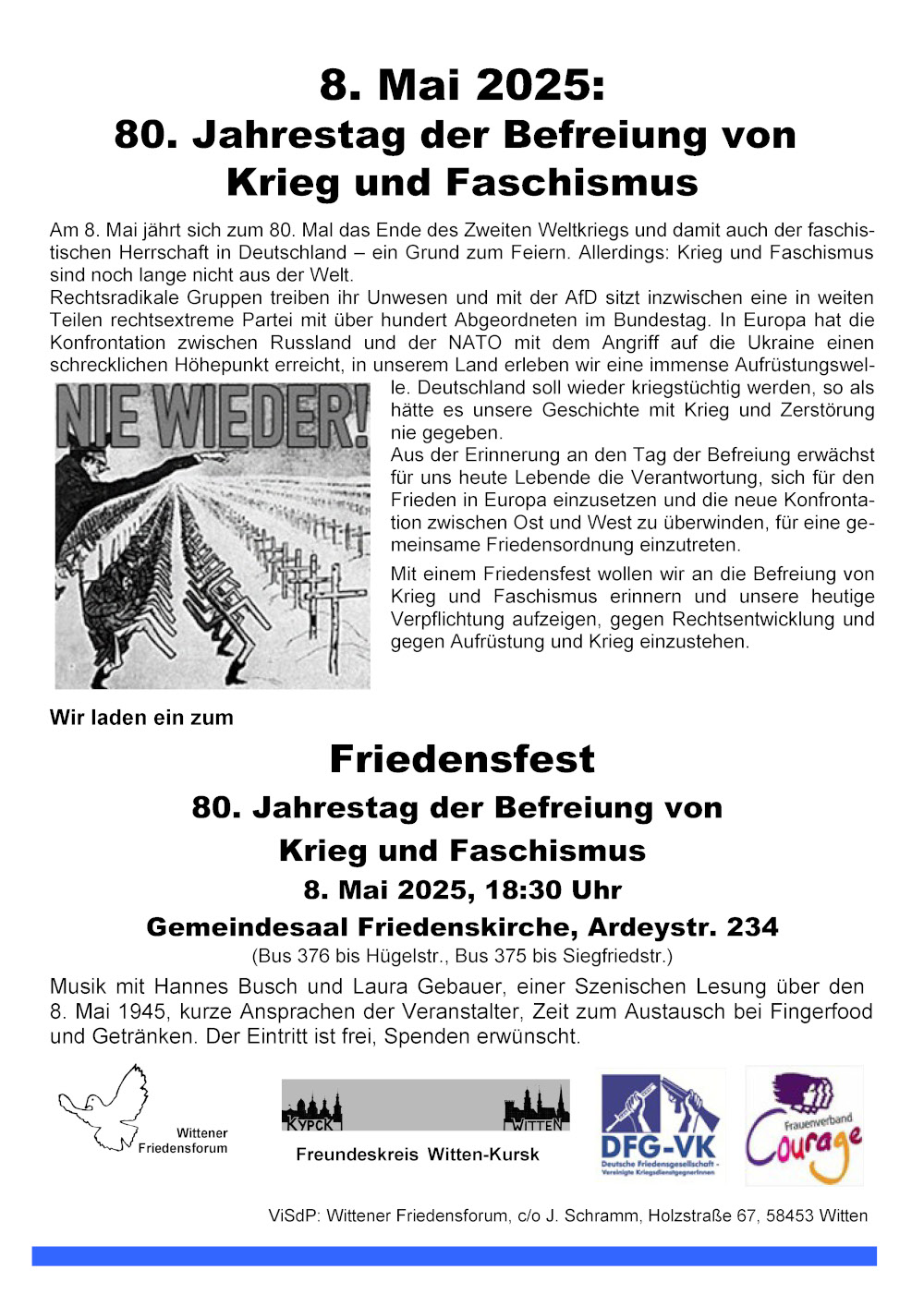 Friedensfest am 8. Mai zum 80. Jahrestag der Befreiung von Faschismus und Krieg
