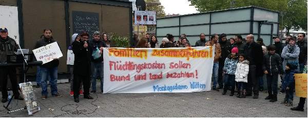 Familien Zusammenführen! Flüchtlingskosten sollen Bund und Land bezahlen! Montagsdemo Witten