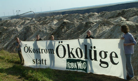 Ökostrom statt Ökolüge - Transparent von der Organisation "Robin Wood"