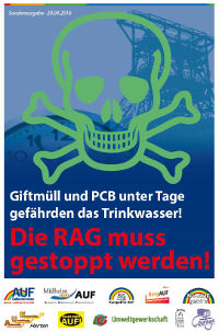 Giftmüll und PCB unter Tage gefährden das Trinkwasser! Die RAG muss gestoppt werden!